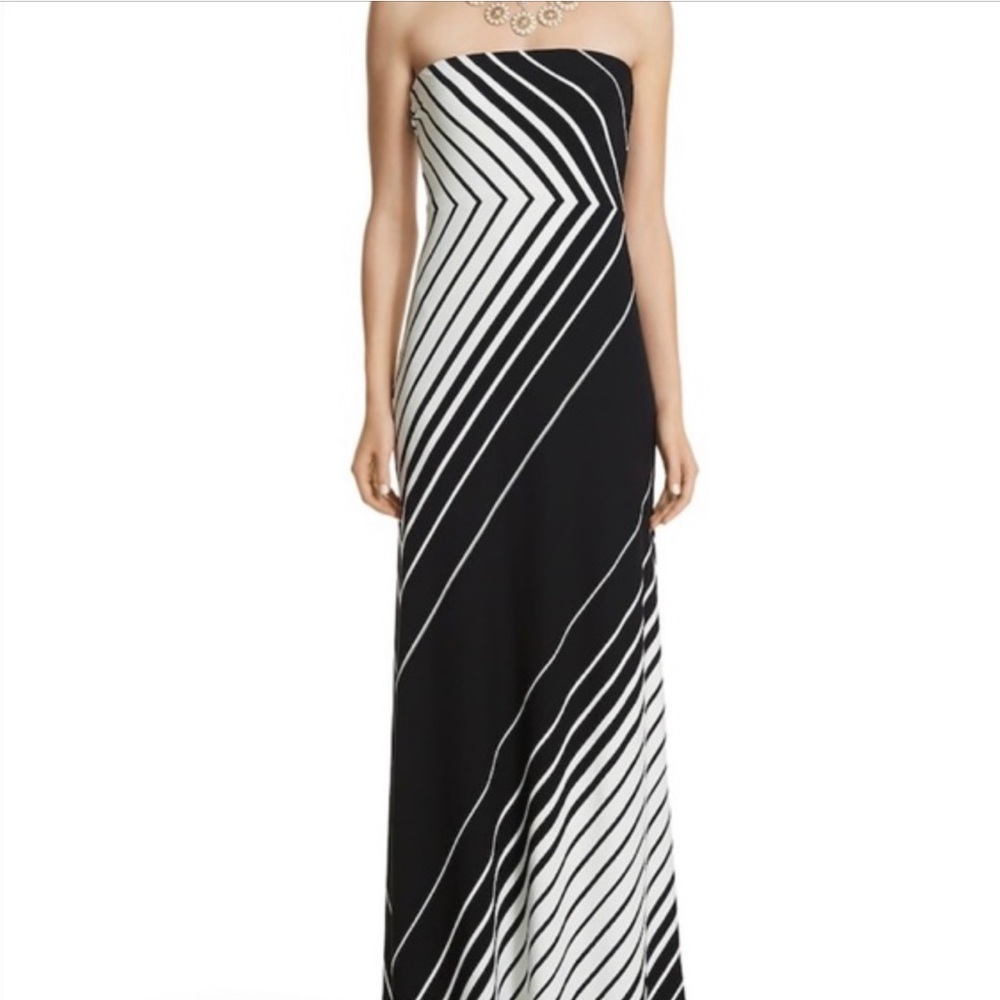 Strapless Maxi dress / Black & White stripe - Small